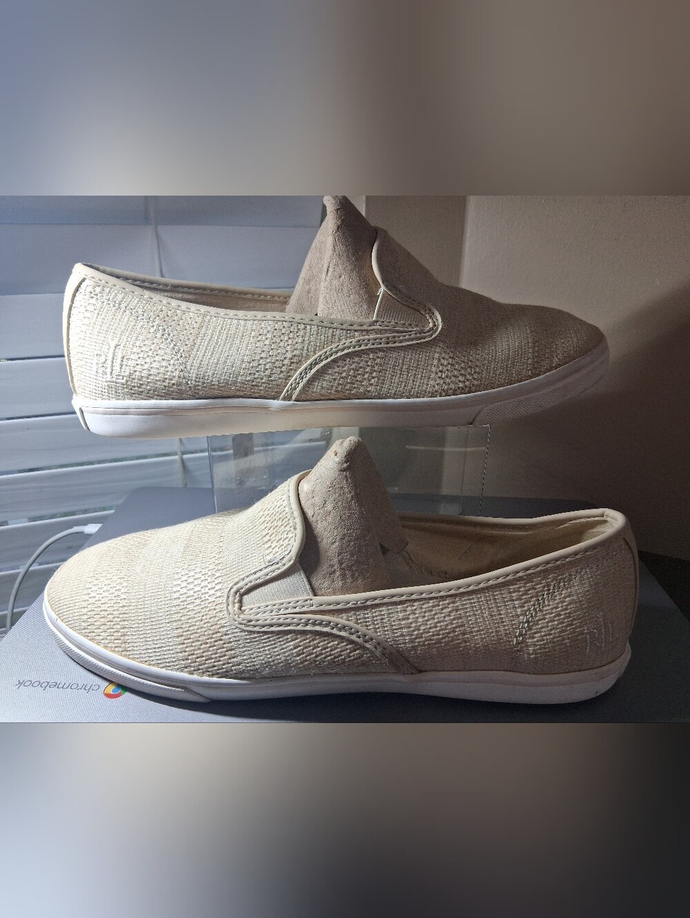 Lauren Ralph Lauren Beige Woven Slip-On Sneakers / Flats Sz 11B